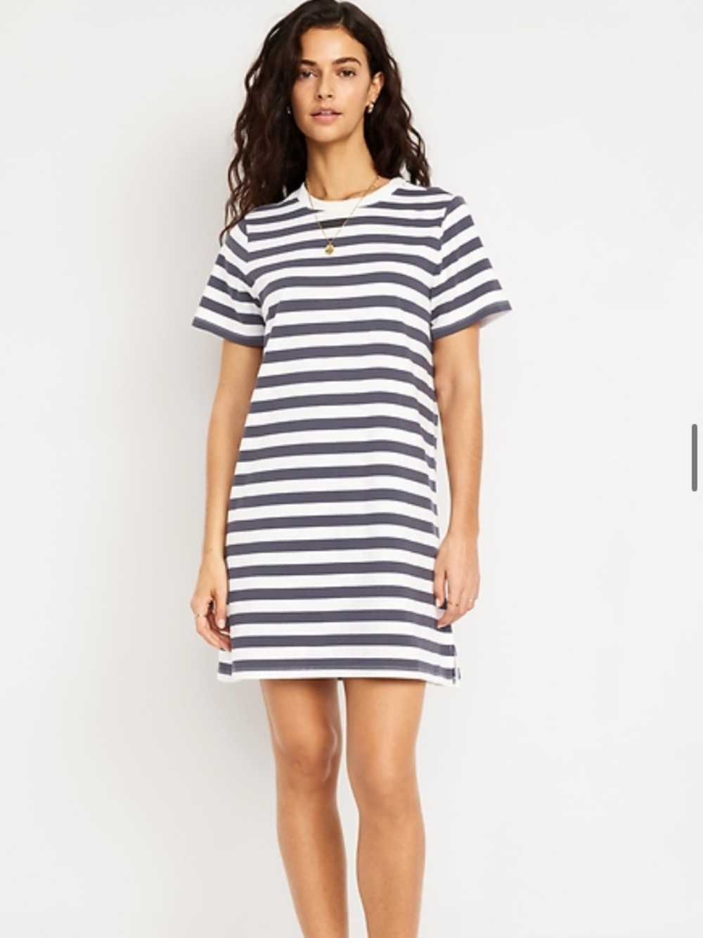 Old Navy Charcoal & White Striped Tee Mini Dress